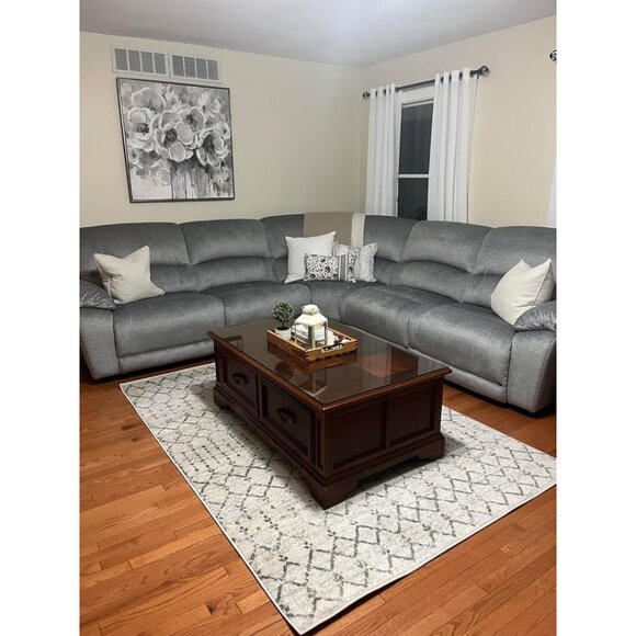 5x8 Moroccan Boho Area Rug, Vintage Diamond Cream/Gray Stain-Resistant Carpet - Picture 11 of 11